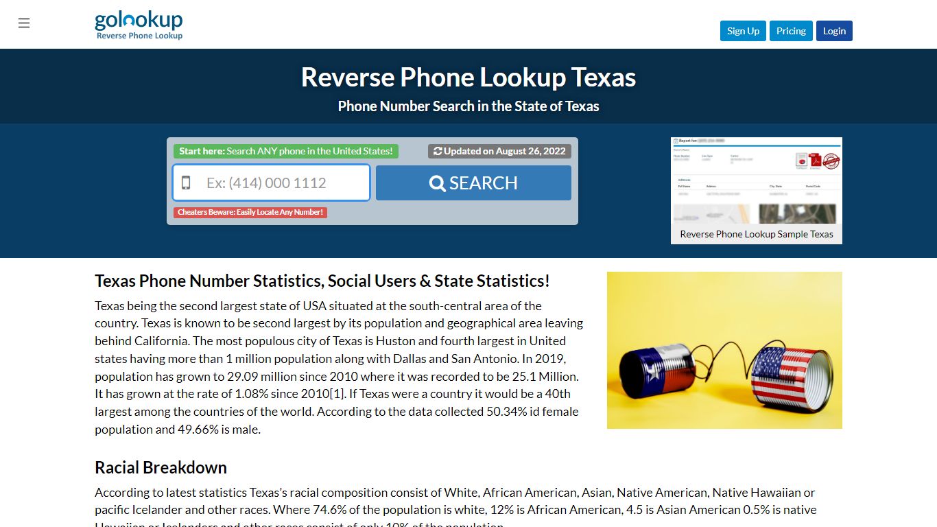 Texas Reverse Phone LookUp